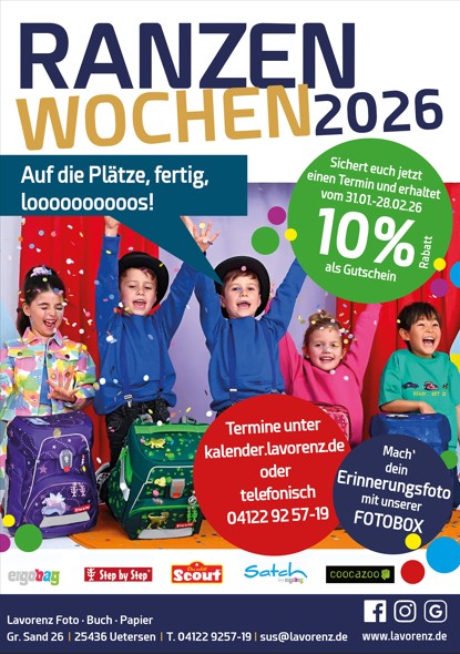 Schulranzen kaufen im Kreis Pinneberg: Ranzenwochen bei Lavorenz in Uetersen